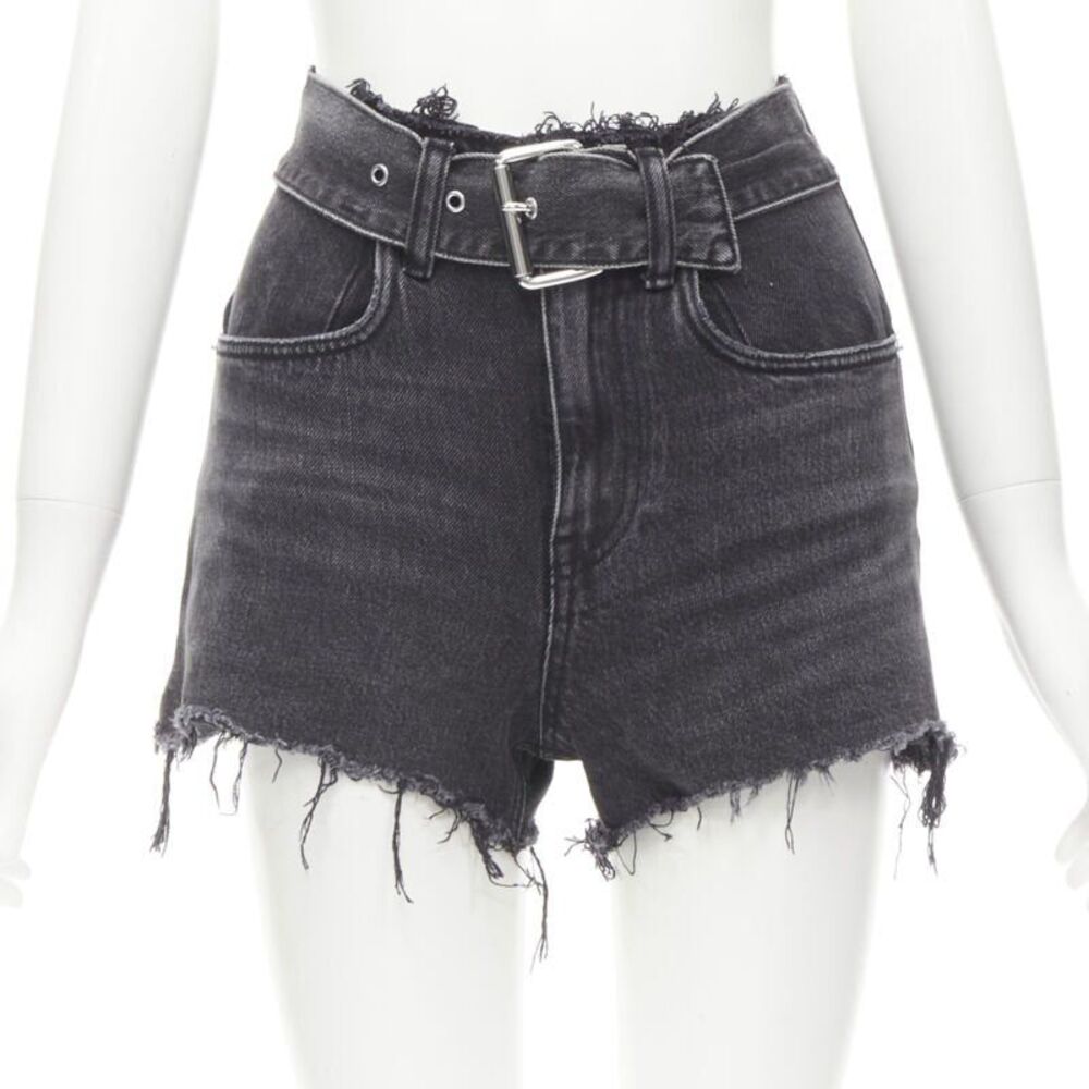Alexander Wang Denim Buckle Frayed Shorts